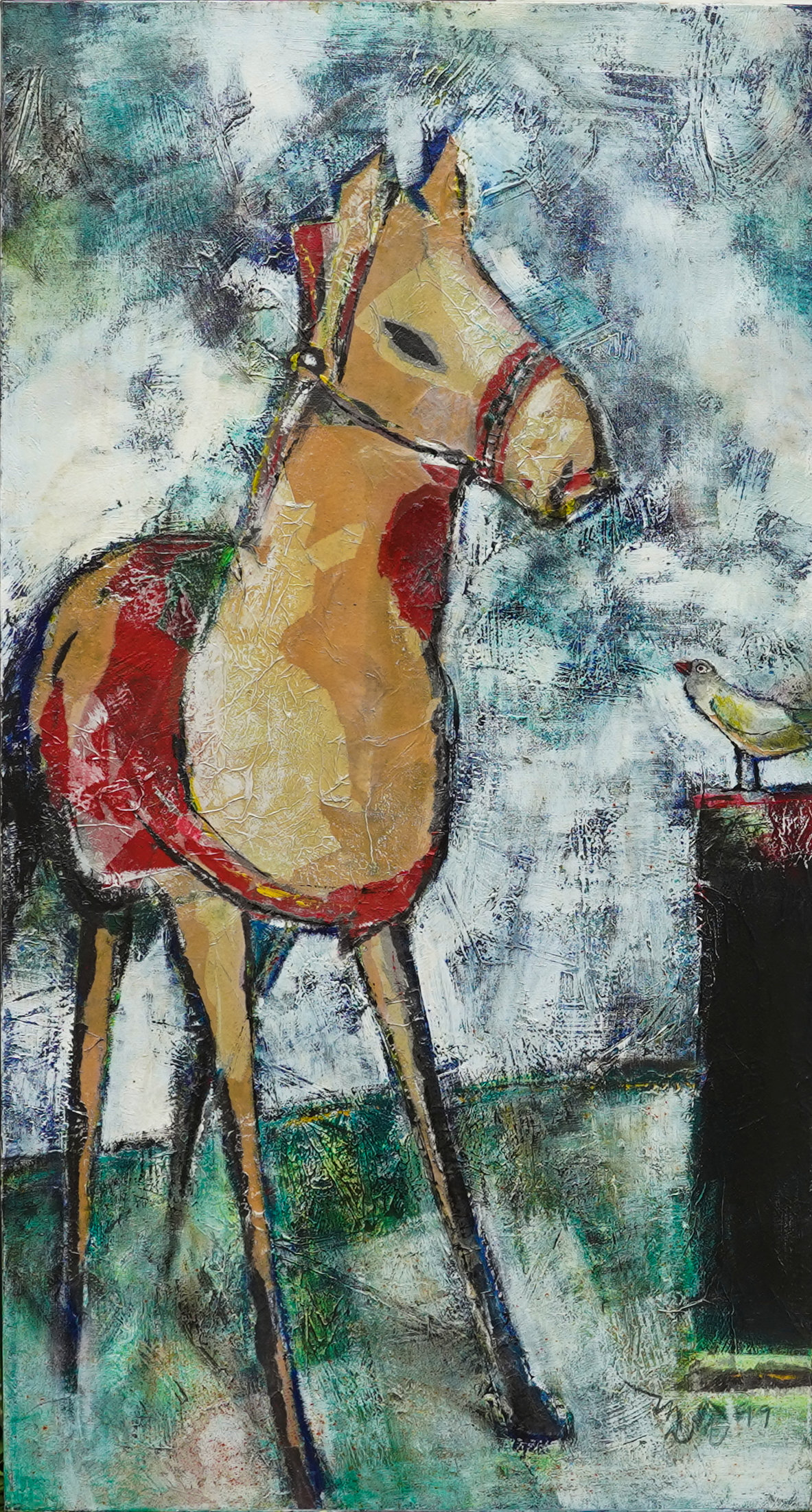 话对 The Conversation, 1999, Mixed media, 151cm x 70cm, Ng Yak Whee