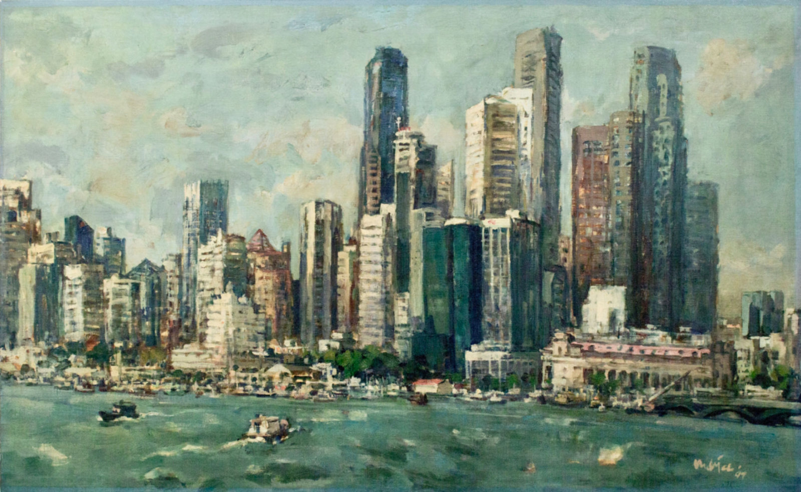 Singapore Skyline, 1997, 130cm x 78cm, Tan Choh Tee