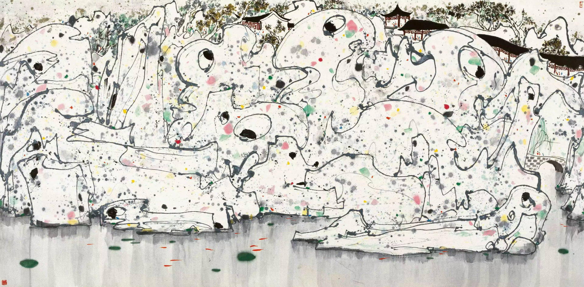 Wu Guanzhong, The Lion Grove Garden, 1988, Ink and Colour on Paper, 173cm x 290cm