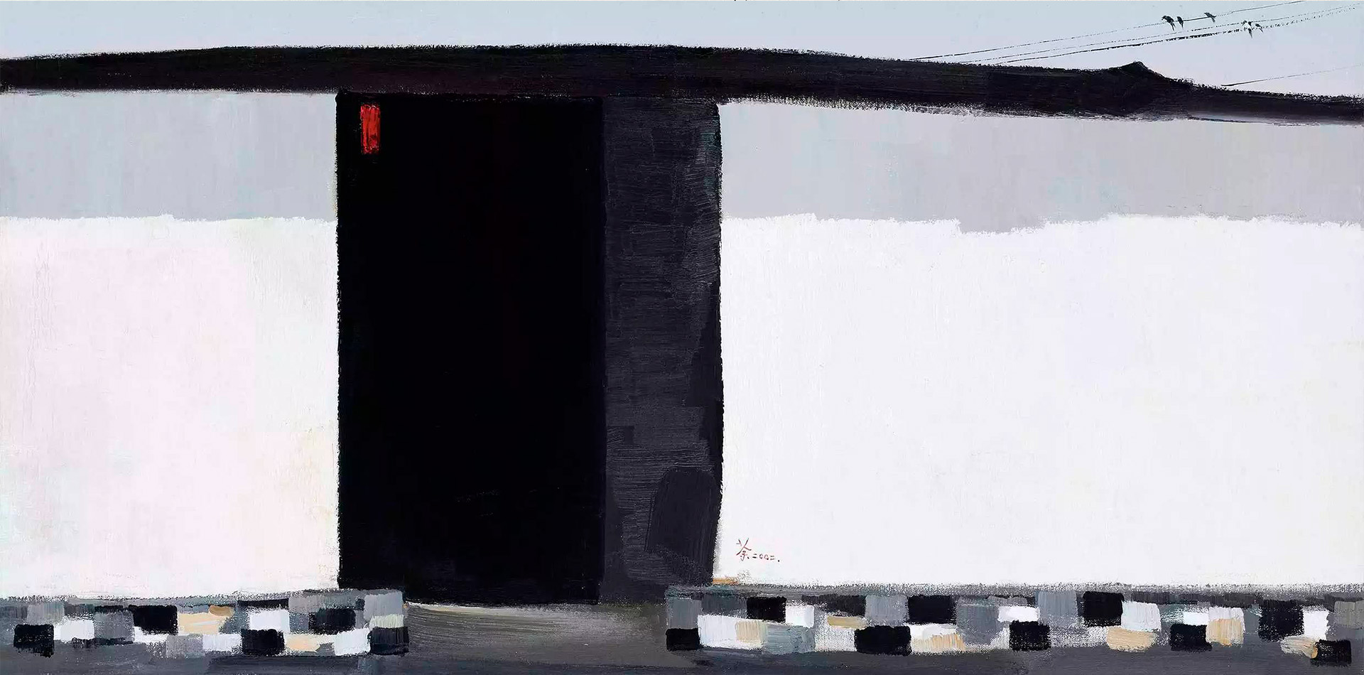 Wu Guanzhong - Former residence of Qiu Jin, 2002, Oil on Canvas, 70cm x 140cm, Sold for ￥74.75 million in 2011, Beijing Poly international Auction