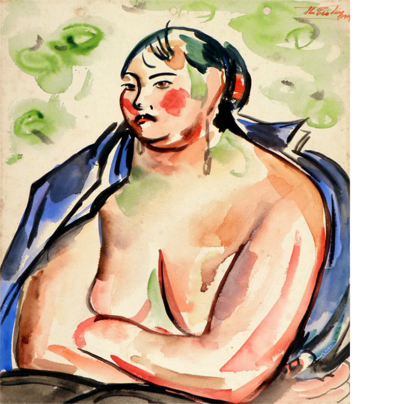 Shui Tit Sing, Portrait of Model, 1939, Watercolour on Paper, 28.5cm x 24.5cm