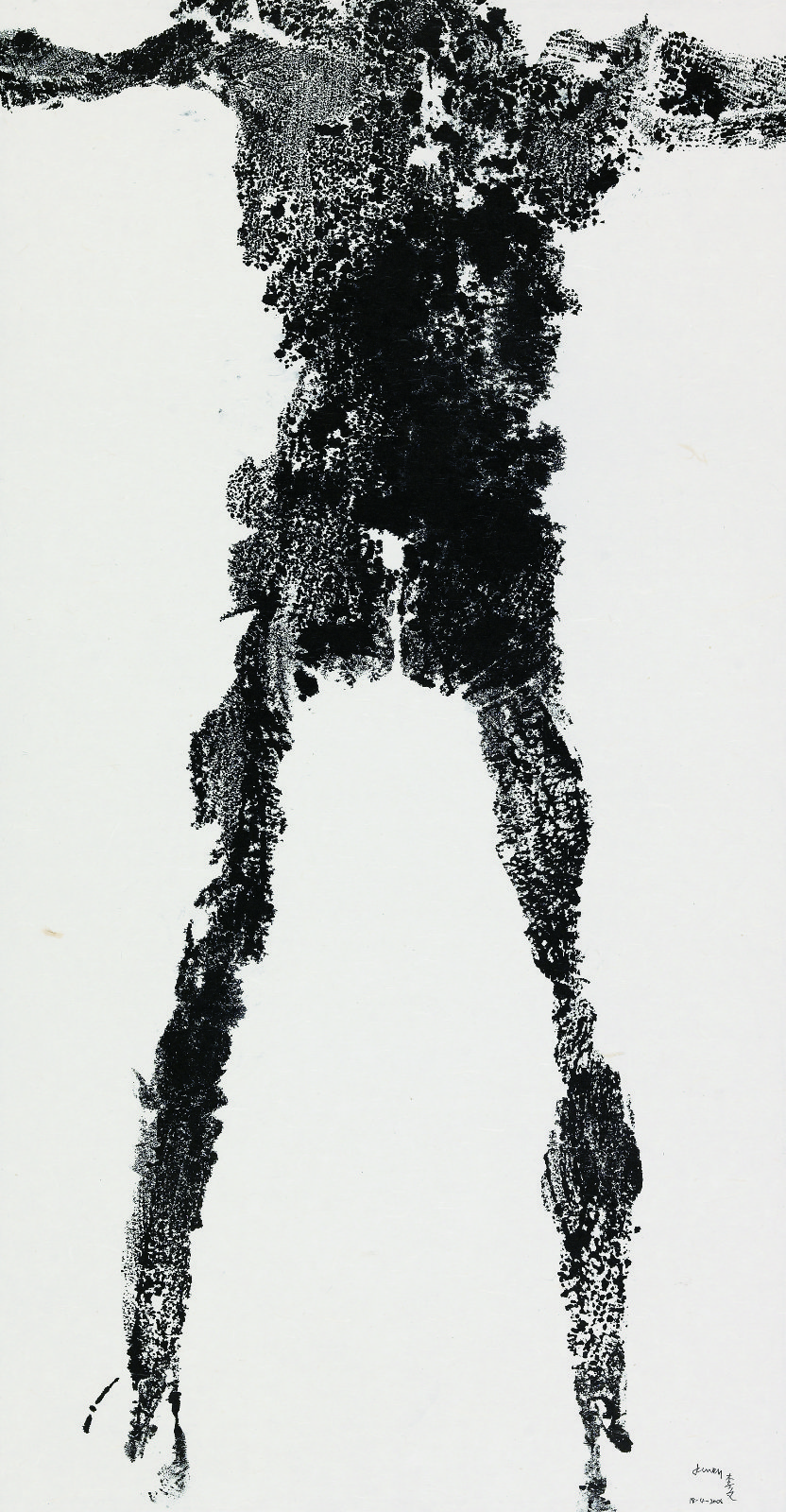 Anthropometry Revision 16, Lee Wen, 2008, Ink on rice paper, 140cm x 75cm