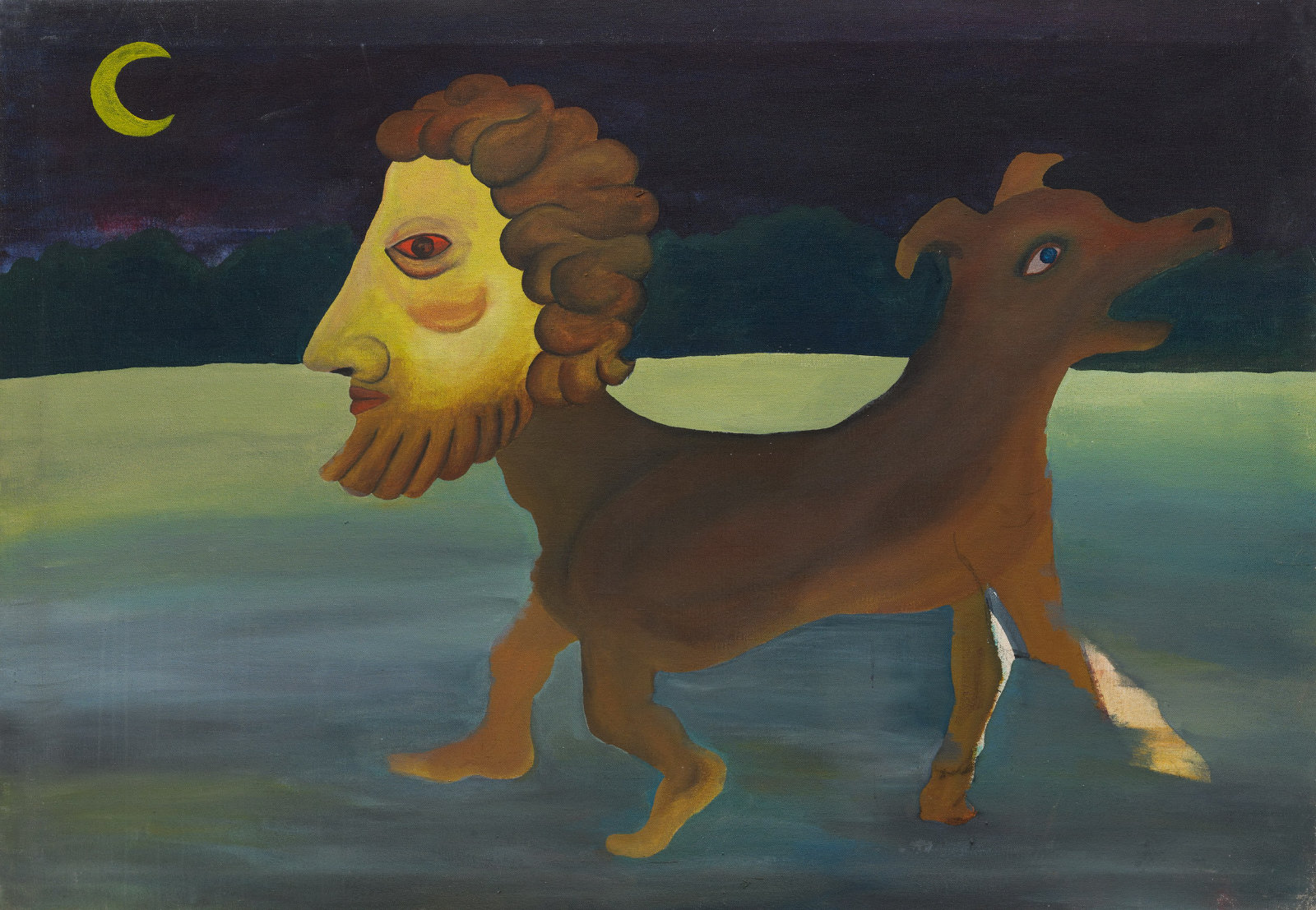 Pop Dog Man, 1990, Oil on canvas, 82cm x 117cm, Lee Wen