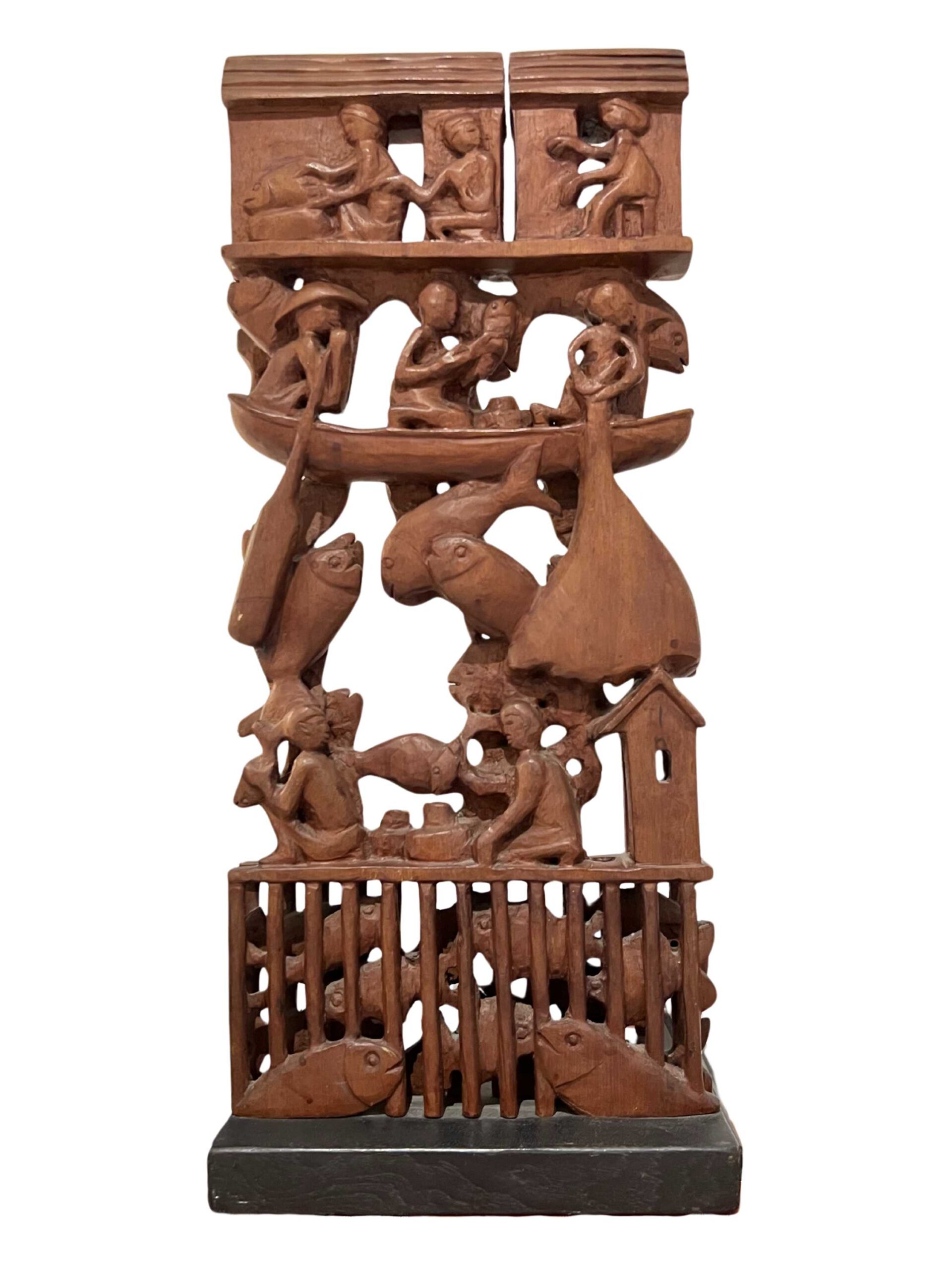 Floating Houses,Artist: Shui Tit Sing Size (h w d): 79 x 33 x 15.5 cm Medium: Wood Creation Date: 1973