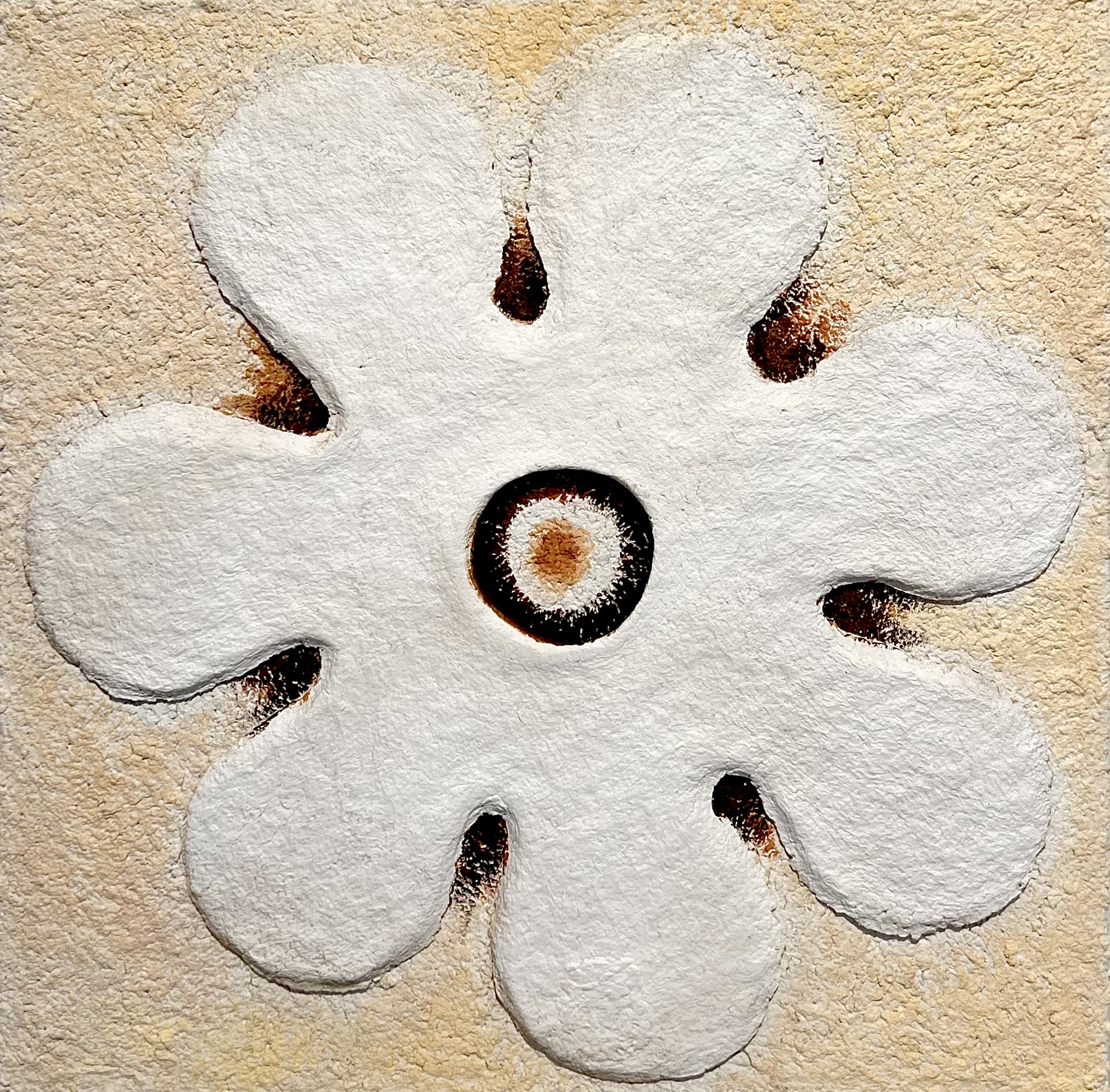 Flower Series M1 2021 Pulp and acrylic on canvas 46 x 46 cm