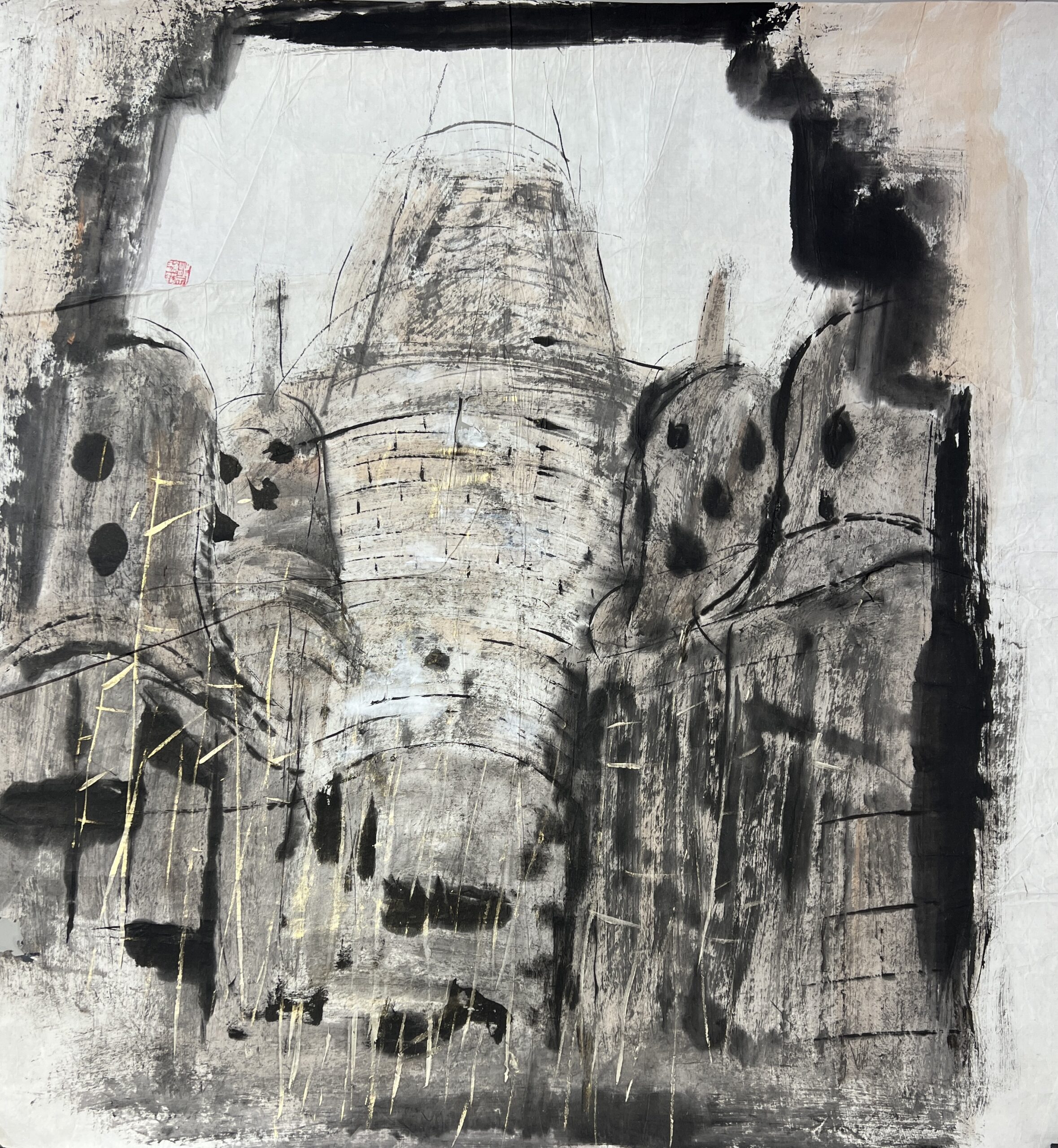 Borobudur Golden Bamboo Pavilion 1996 Ink on Paper 95.00 x 89.00 cm Borobudur Golden Bamboo Pavilion 1996 Ink on Paper 95 x 89 cm