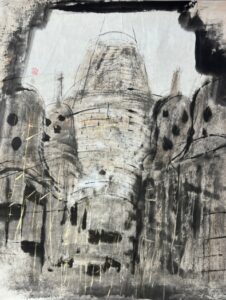 Chua Ek Kay, Borobudur Golden Bamboo Pavilion, 1996, Ink on paper, 95 x 89 cm Chua Ek Kay, Borobudur Golden Bamboo Pavilion, 1996, Ink on paper, 95 x 89 cm