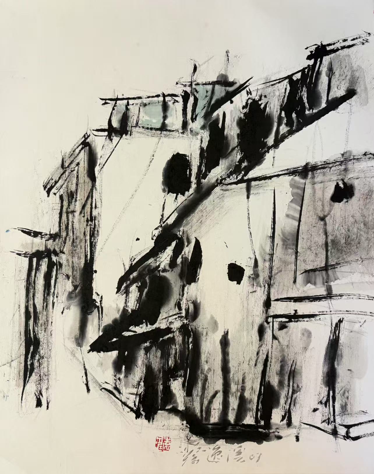 Chua Ek Kay, Singapore Street Scene, 2007, Ink on paper, 58 x 64 cm Singapore Street Scene, 2007, Ink on paper, 58 x 64 cm