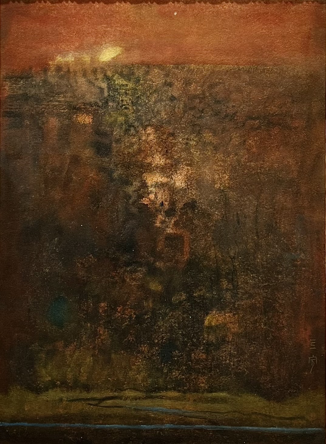 Chua Ek Kay, Borobudur Golden Bamboo Pavilion, 1996, Ink on paper, 95 x 89 cm