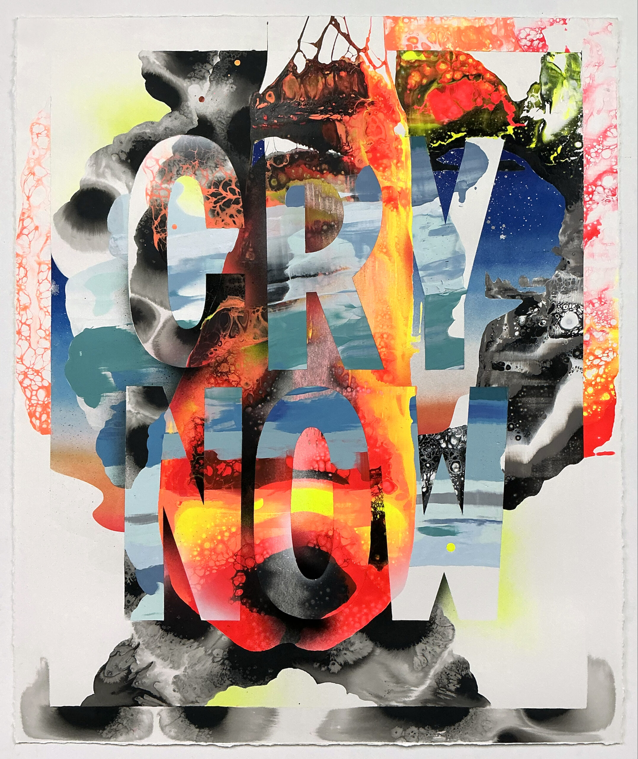 Pearl C. Hsiung, CRY NOW (J.B.B.D.B), 2025, Acrylic paint and sumi ink on watercolor paper, 106.7 x 88.9 cm