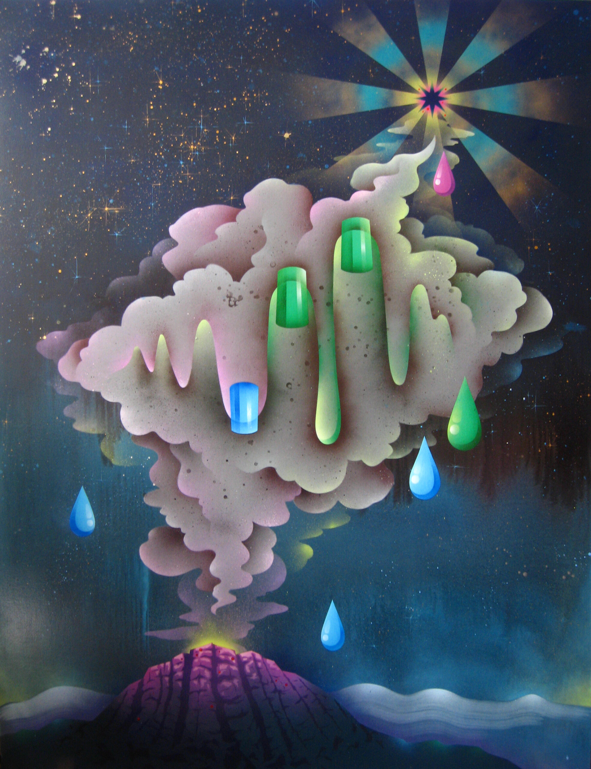 Pearl C. Hsiung, Shecretes, 2008, Oil-based enamel on canvas, 172.7 x 132 cm