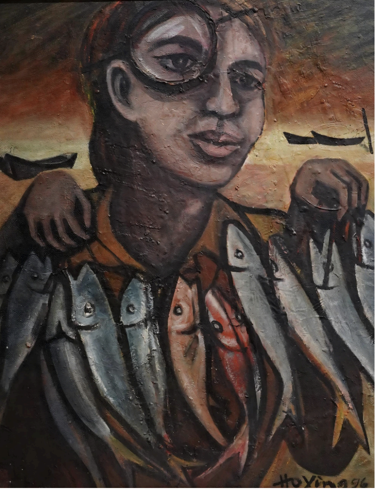 Screenshot 2026-01-19 at 6.31.06 PM 何和应,鱼贩,布面油画,78.0 X 63.5 cm,1996, p 48 出版: 《何和应:我追逐的路》2021年 国家艺术理事会赞助出版,第48页