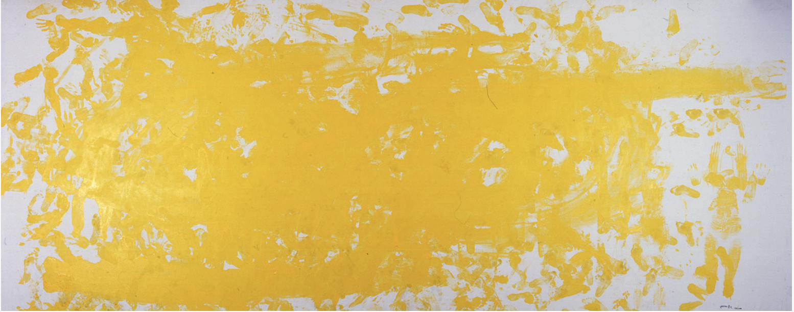 LEE WEN Anthropometry Revision: Yellow Period (After Yves Klein) Part 2 Acrylic on canvas 210 X 500 cm 2008 Note: The works were created by three artists: Lee Wen, Jiang Jing, and He Liping