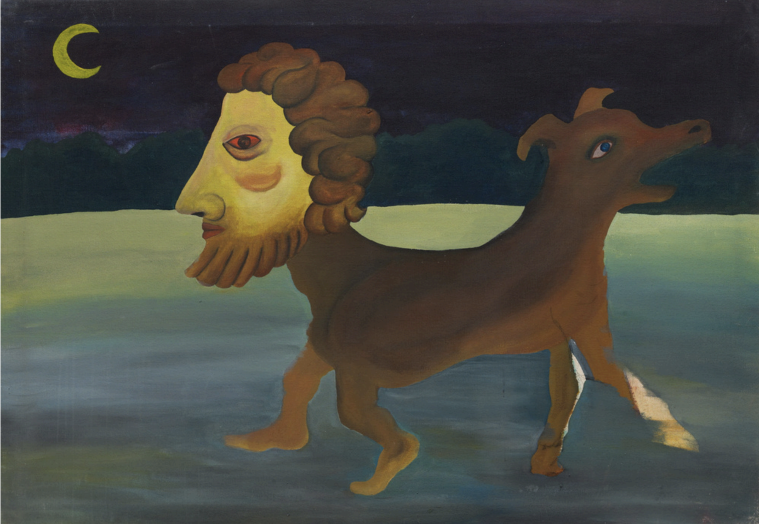 Lee Wen, Pop Dog Man, 1990, Oil on canvas, 82cm x 117cm