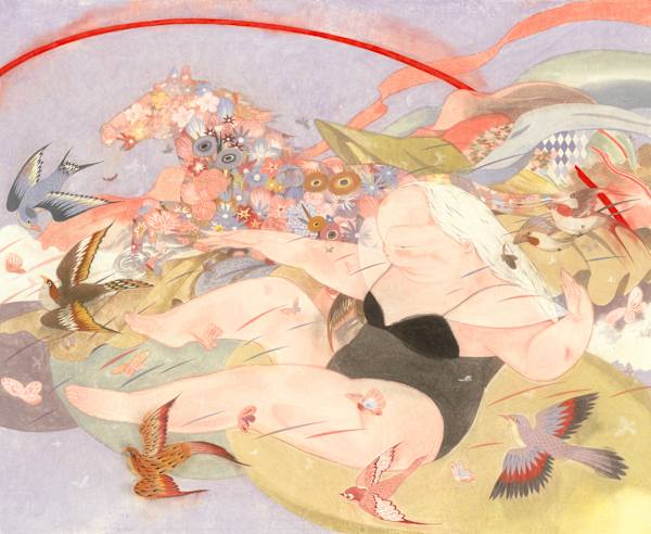 Blossoming Soon 马上花开 Liu Ting 2025, Ink and coluor on paper 127 x 153 cm