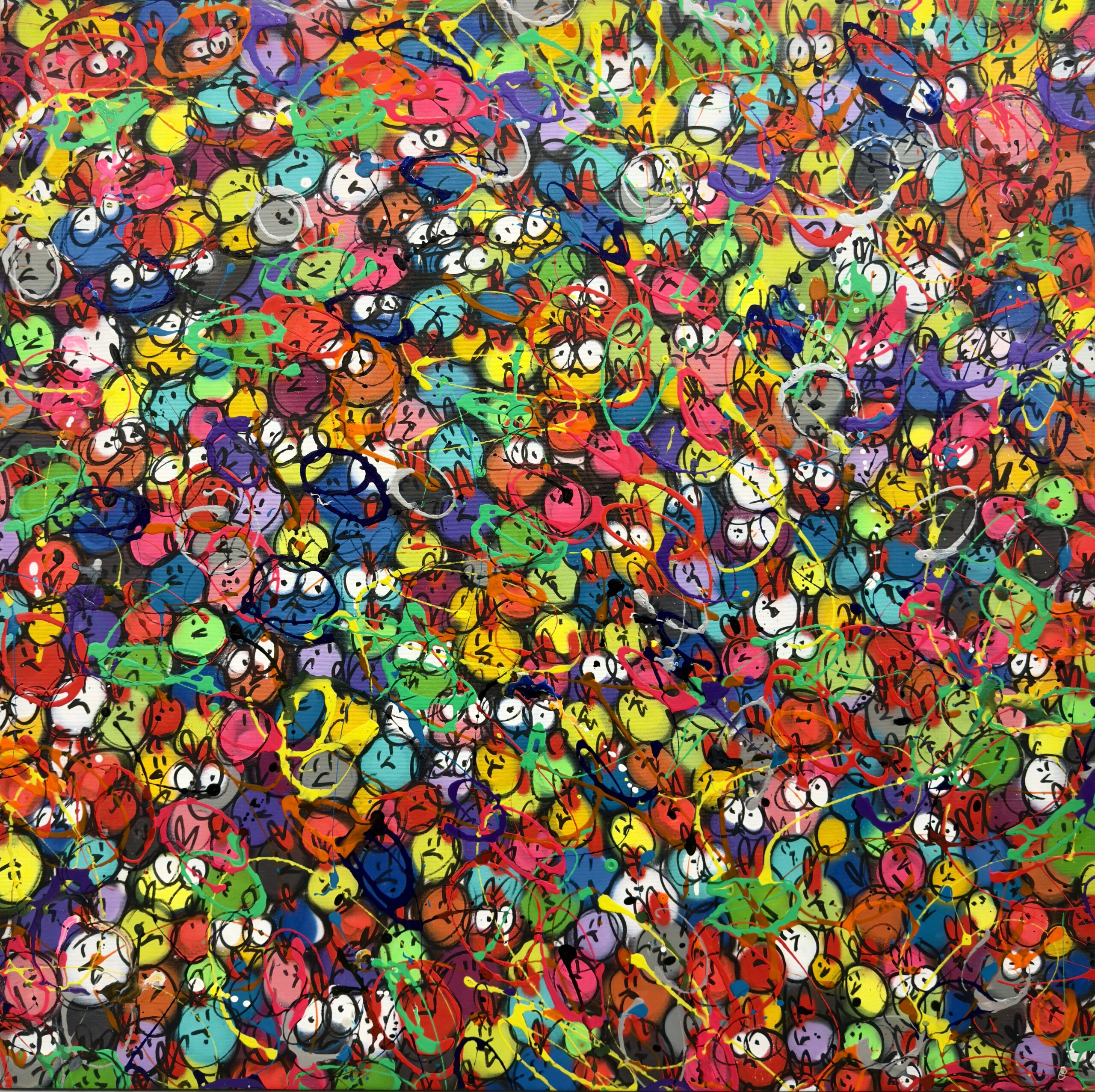 Ceet, Causeway Bay, Mixed media on canvas, 2024, 100x100cm