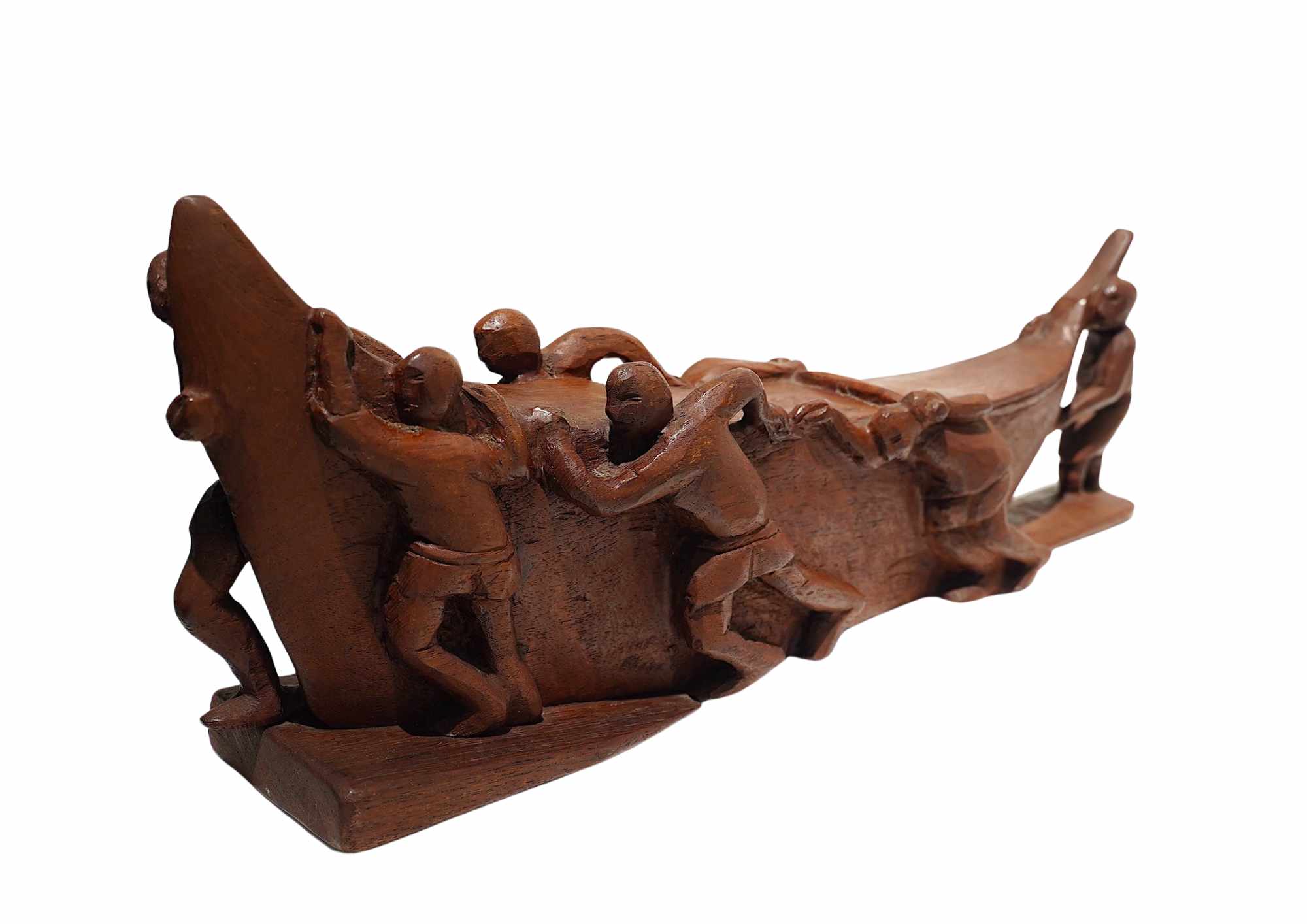 60_ori1tf Fisherman Pushing Boat Shui Tit Sing Size: 27 x 63 x 13 cm Framed Size: 27 x 63 x 13 cm Creation Date: 1975